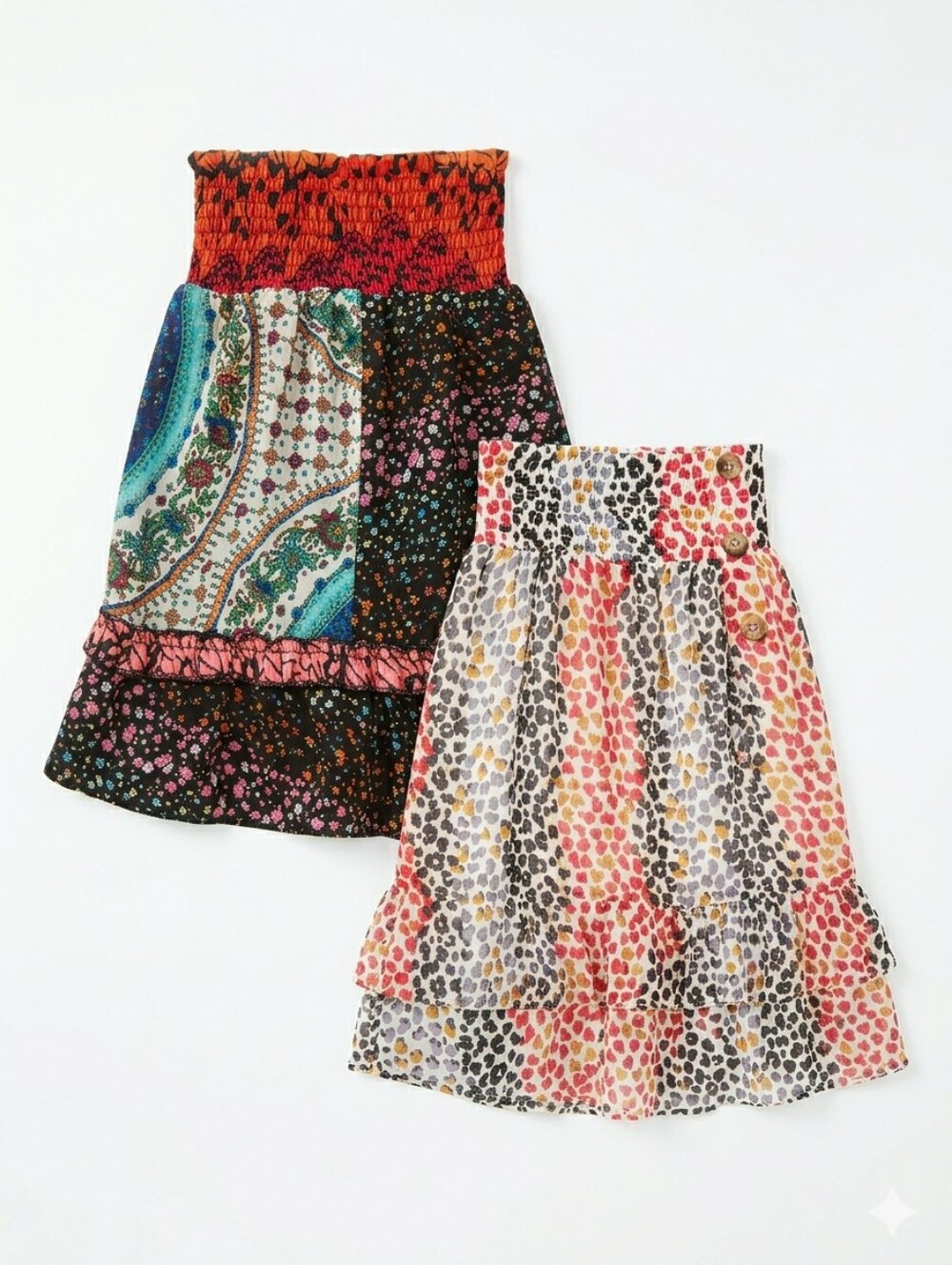 Forever 21 Mimi Chica Skirt Bundle of Two Small Floral Patchwork Animal Print S